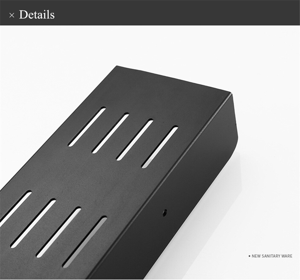 Wall Mount Black Bathroom Shelf Floating Shelves Aluminum Shower Caddy Bath Rack Shampoo Accessories Storage