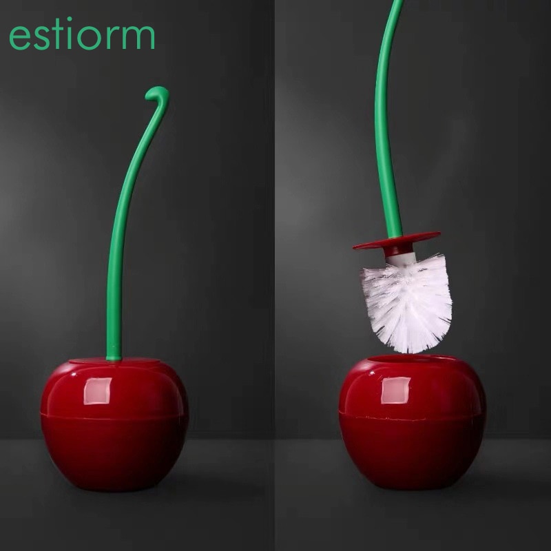 Wc borste söt körsbär toalett borste set toalett brosse wc badrum toalett renare borste plast toalett skål borste med hållare