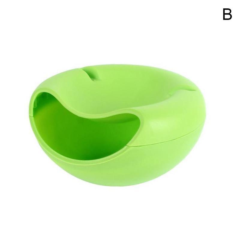 Lazy Snack Bowl Plastic Double-Layer Snack Fruit Colors Bracket And Bowl Bowl Mobile 4 Artifact Chase Box Storage N2H1: GREEN