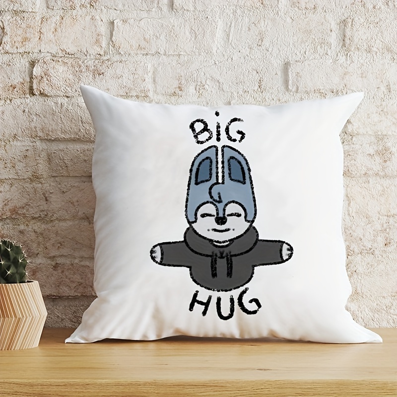 Big Hug Pattern Printed Peachskin Pillow Case Kawaii Pillowcases for Bedroom Cafe Sofa Decor Cushion Cover Home Decoration