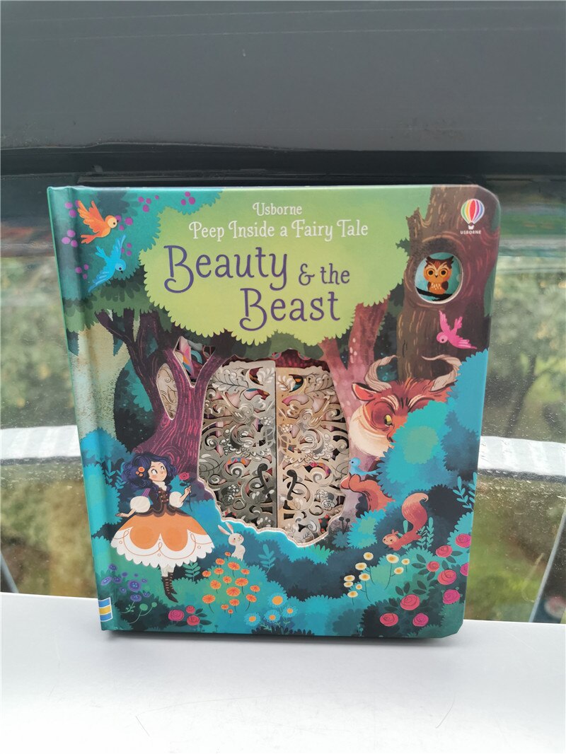 3D Engligsh Peep Libri di 14 pagine di Cartone con Hollow includono Animali Giardino Dinosauro per I Bambini Prima di Coricarsi Libro di Storia 19.5*16.5 centimetri: beauty the beast