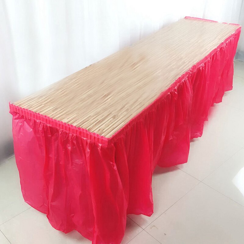 Solid Color Disposable Plastic Table Skirt Baby Shower Birthday Party Outdoor Wedding Party Table Skirt Table Decoration