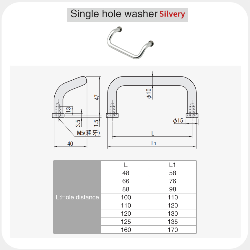 Handle Aluminum Alloy Profiles Bending Type With Double Single Hole Gasket For Industrial Chassis Cabinet Door Distribution Box