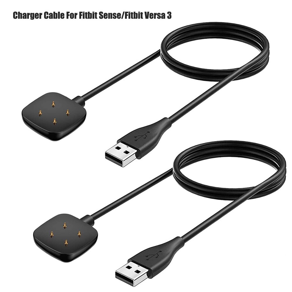 2- pack 1m laddare kompatibel med fitbit versa 3 smart watch usb laddningskabel adapter för fitbit sense ersättningstillbehör