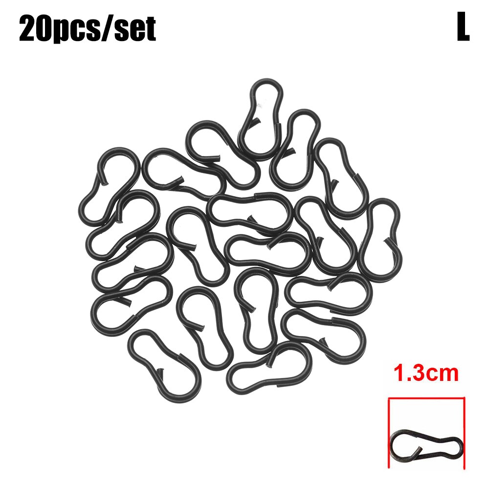 20PCS/Set Carp Fishing Snaps Connector Carp Rigs Speed Links Single Hook Snap Carp Fishing hooks rolling swivels tackle: L