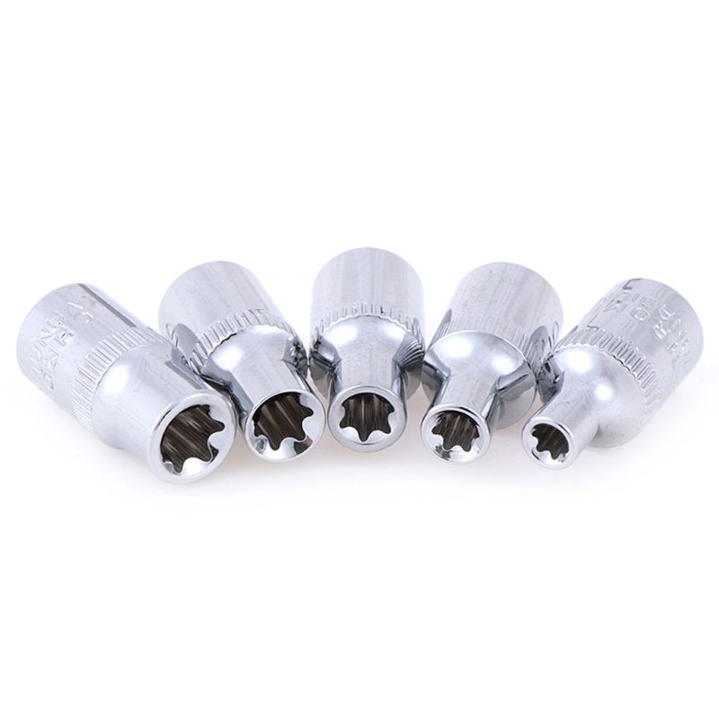 5PC 1/4 Inch Torx Star Bit Female Socket Set E4,E5, E6,E7, E8 Star Socket Set K4UA