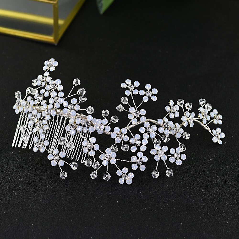 TRiXY H262 cristal peineta para novia de Clip de pelo peinetas para novia accesorios para el cabello de boda de diamantes de imitación peinetas para novia: Default Title
