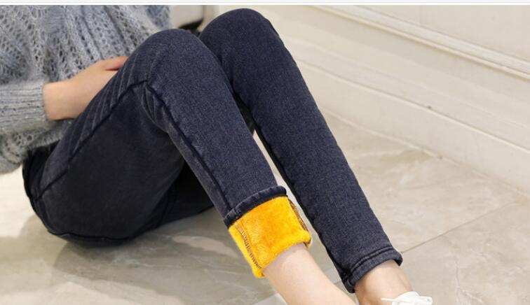 Mutterschaft Halten warme Jeans Für Schwangere Frau Schwangerschaft Denim Hosen Winter Verdicken Hosen mutterschaft kleidung Plus Größe M-XXL: Blau / L