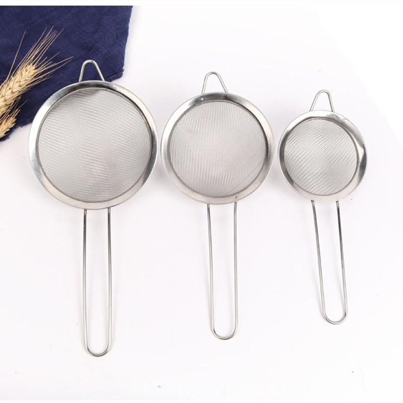 Stainless Steel Fine Mesh Oil Strainer Golden Flour Sifter Sieve Colanders Flour Coffee Mesh Filter Baking Tools Kitchen Bakware