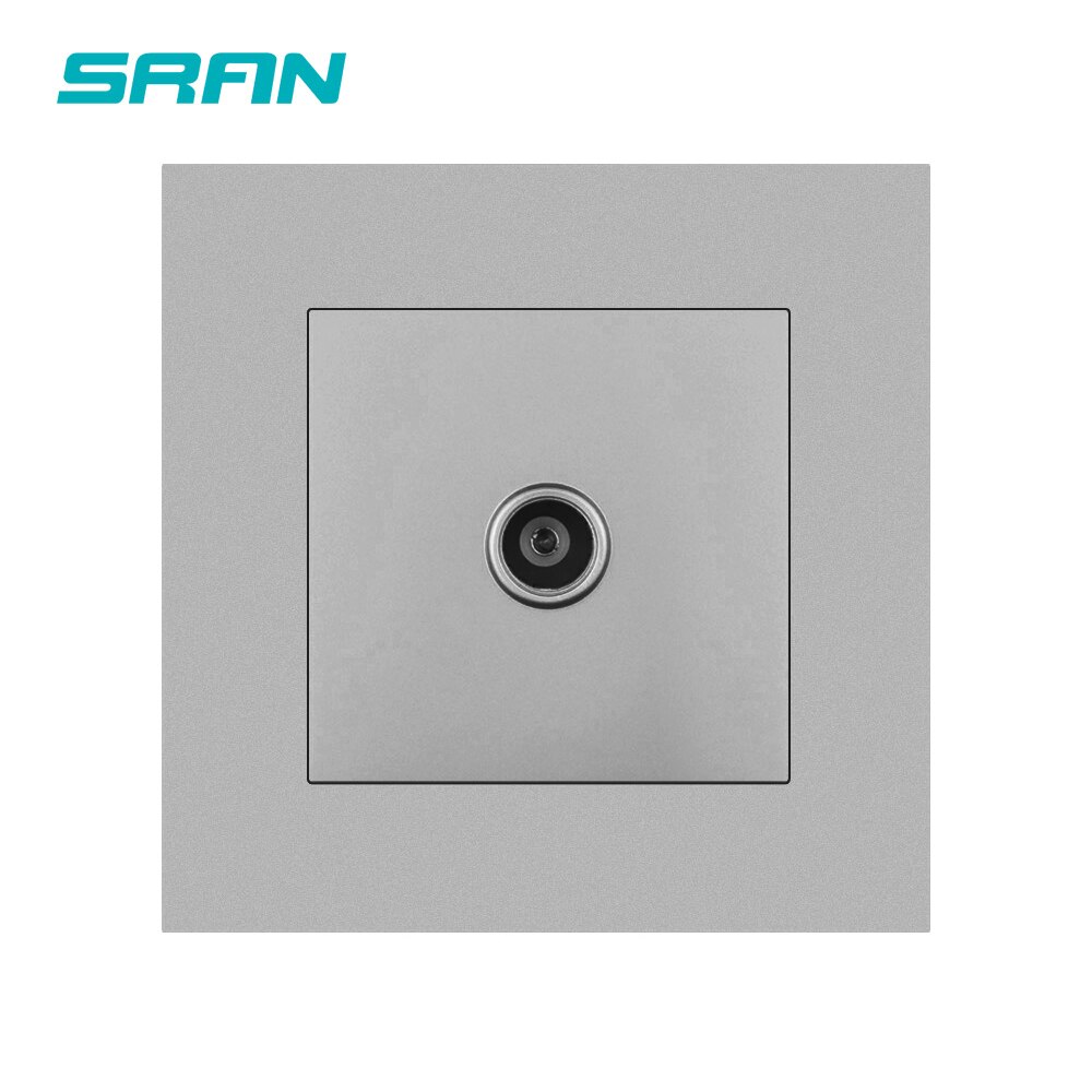 SRAN TV interface socket home decoration wall TV signal access outlet 86mm*86mm Flame retardant PC panel white/black/gold: Gray TV
