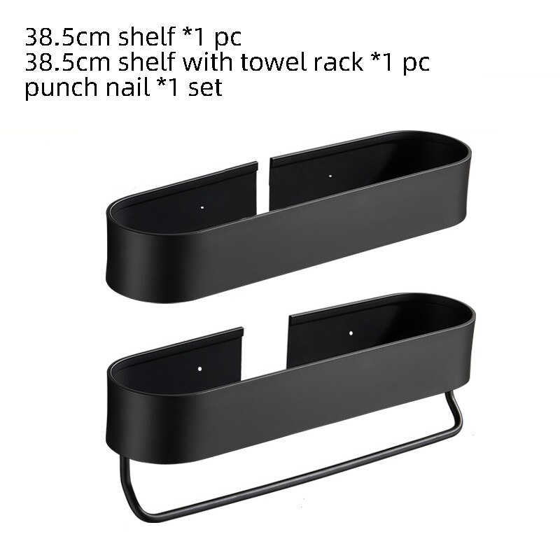 Kylpyhuoneen hylly teline seinään asennettavat hyllyt kylpypyyhepidike musta suihku säilytyskori keittiön järjestäjä kylpyhuonetarvikkeet: 38.5cm a1 ja   a2