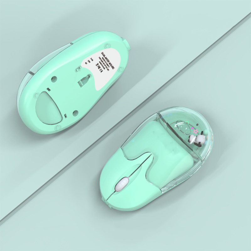 Mouse wireless dual-mode Mouse cablato Mause Design creativo Bambola galleggiante Pulsante muto ricaricabile Bellissimi mouse Uso ufficio Ergonomia: Viola