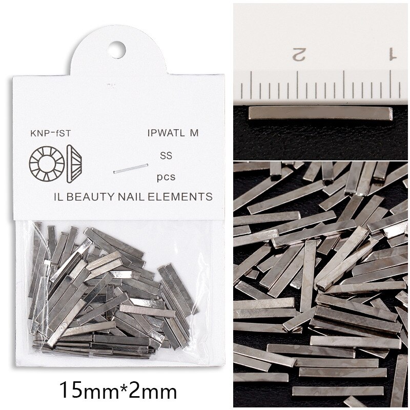100 st/påse guldtacka silver svart 3d metall nageldekorationer legering berlocker för naglar tillbehör tillbehör verktyg 5 längder: 15mm svarta