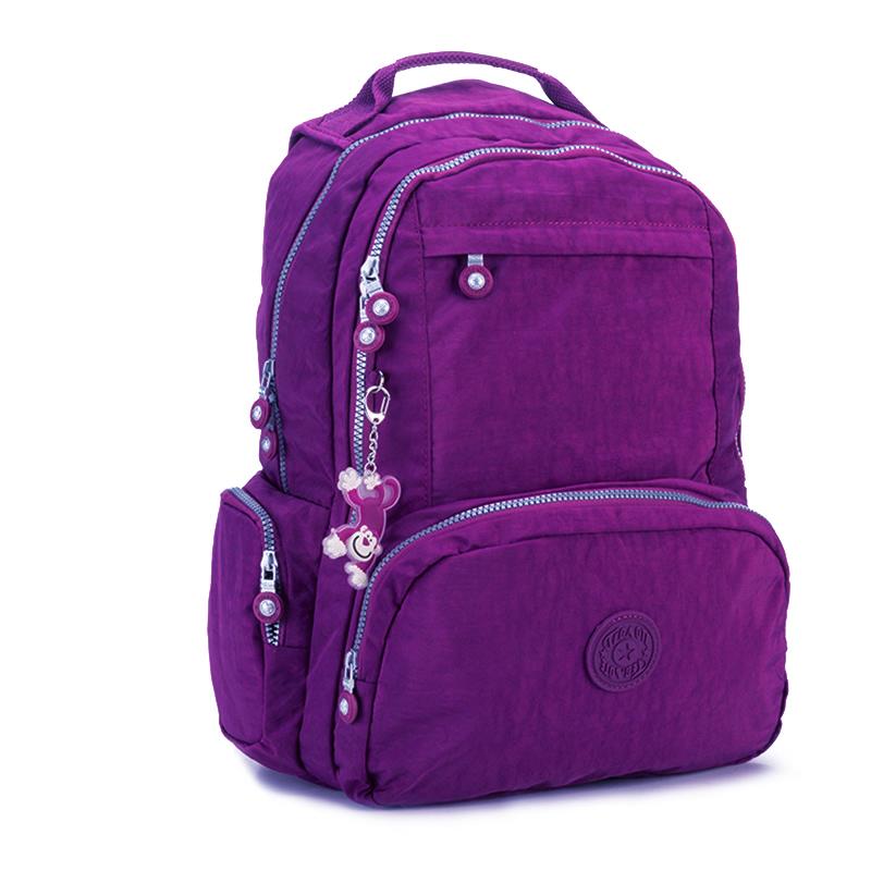 Tegaote Rugzak Vrouwen School Rugzak Voor Tiener Meisje Mochila Escolar Toevallige Nylon Reistas Rugzak Voor Laptop Sleutelhanger: light purple