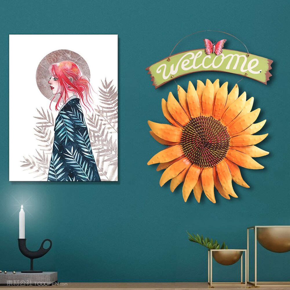 Welkom Teken Handcrafts Metalen Zonnebloem Voordeur Decor Muur Opknoping Teken Voor Deur Veranda Bar Cafe Winkel Deur Veranda Decoraties