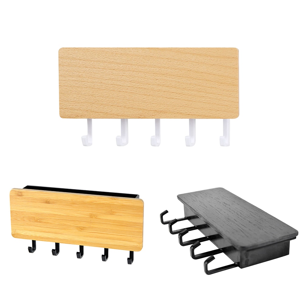 Colgador de llaves decorativo Simple pequeño gancho de pared ahorro de espacio fácil de instalar estante de almacenamiento trasero de puerta de madera