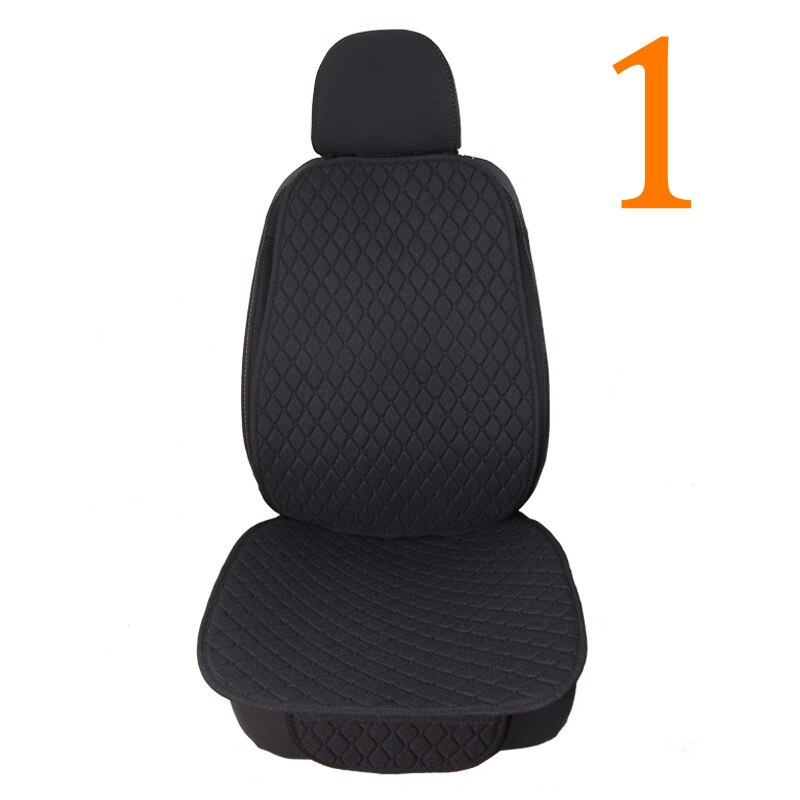 Funda de lino para asiento de coche, Protector de alfombrilla para cojín de asiento de automóvil, accesorios de Interior de estilo delantero para automóvil: 1seat black