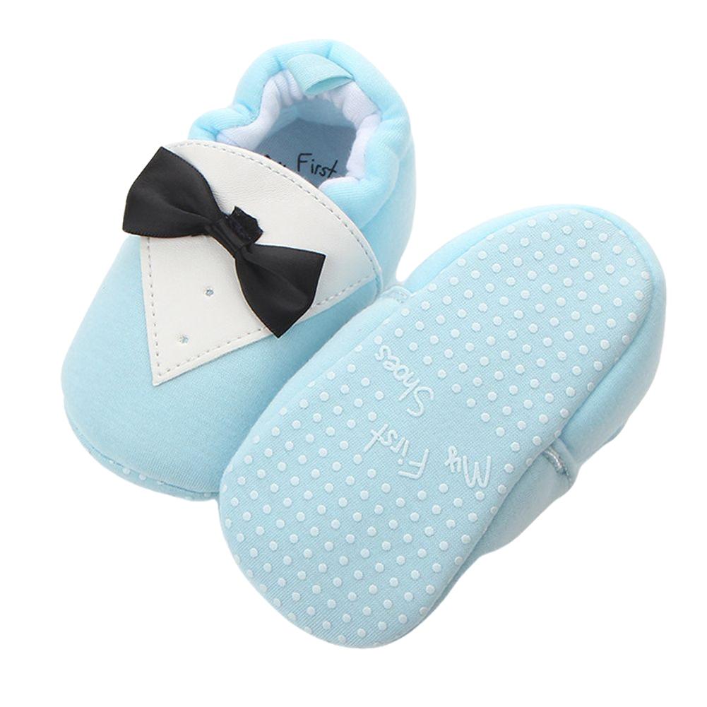 Baby Jungen Mädchen warm Booties nicht-Schleudern Weiche Sohle Baumwolle Ersten Wanderer Schuhe Hausschuhe mit Fliege