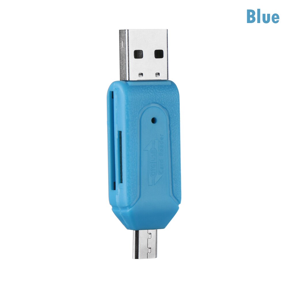1PC 2 in1 Type-C & USB OTG Memory Card Reader Universal Micro USB TF/SD Card Reader Phone Extension Headers Adapter Accessories: Blue
