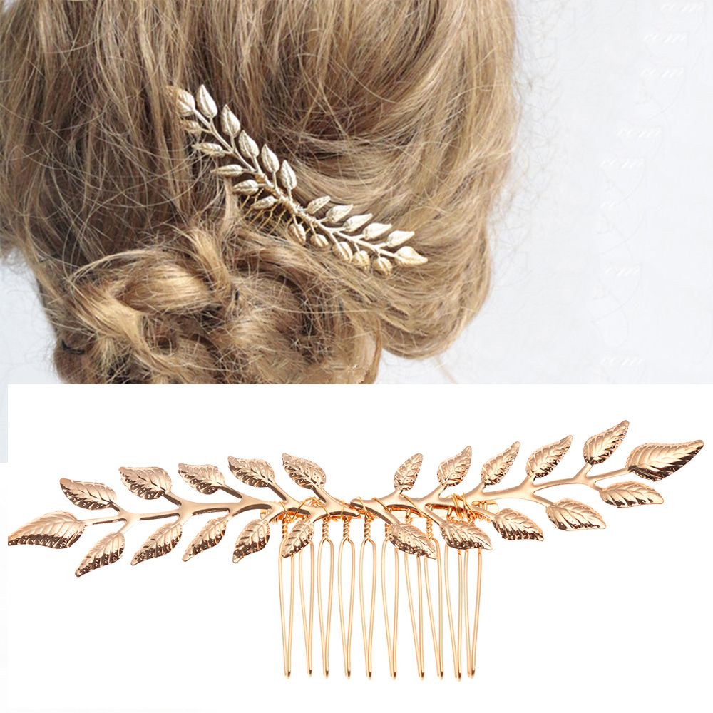 Serre-tête en forme de feuille dorée pour femme, accessoire de coiffure de mariée, diadème romain, couronne, bijoux