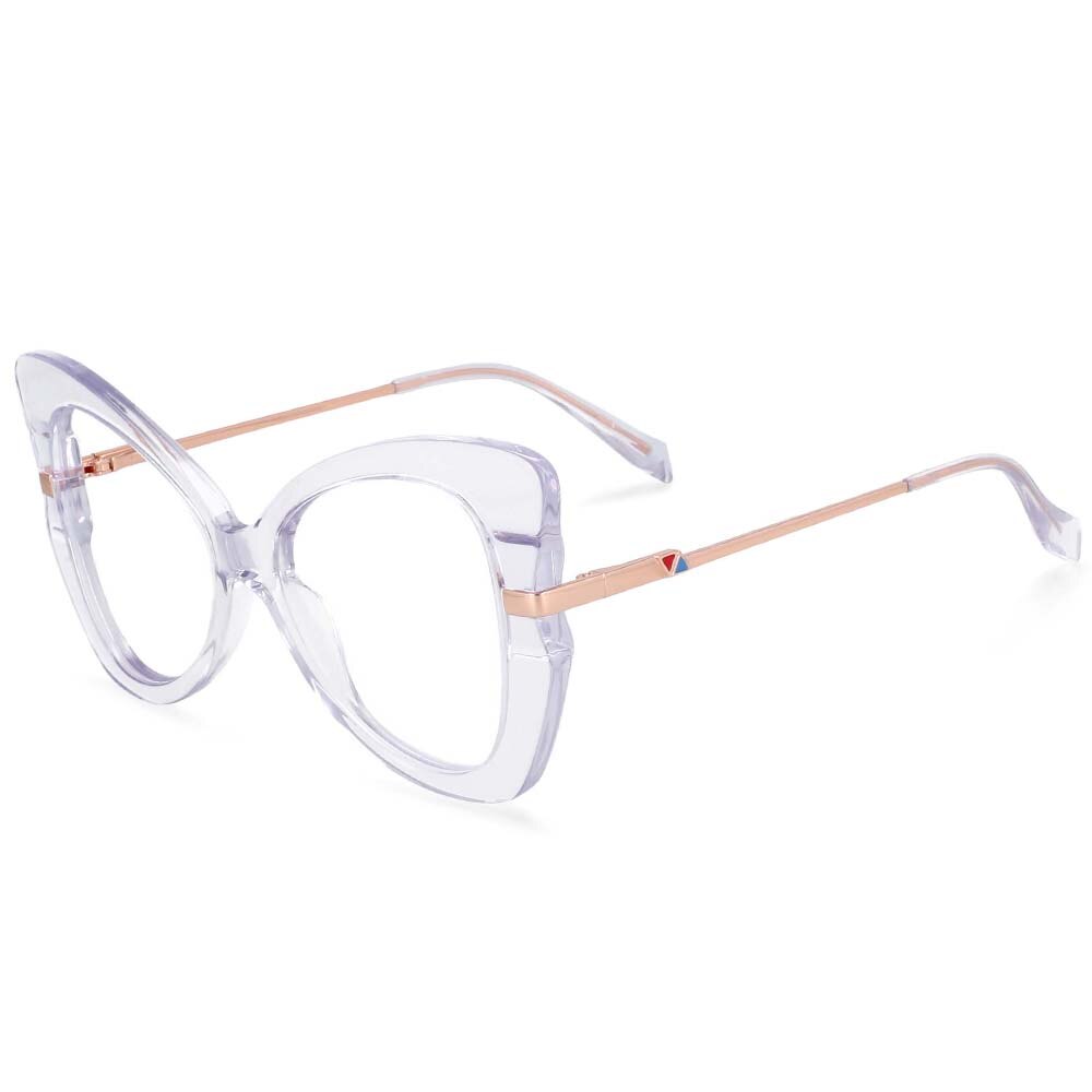 54326 Retro Big Frame Acetate Metal Mixed Frame Glasses Ladies Trend Butterfly Frame Computer Glasses Frame: C2clear