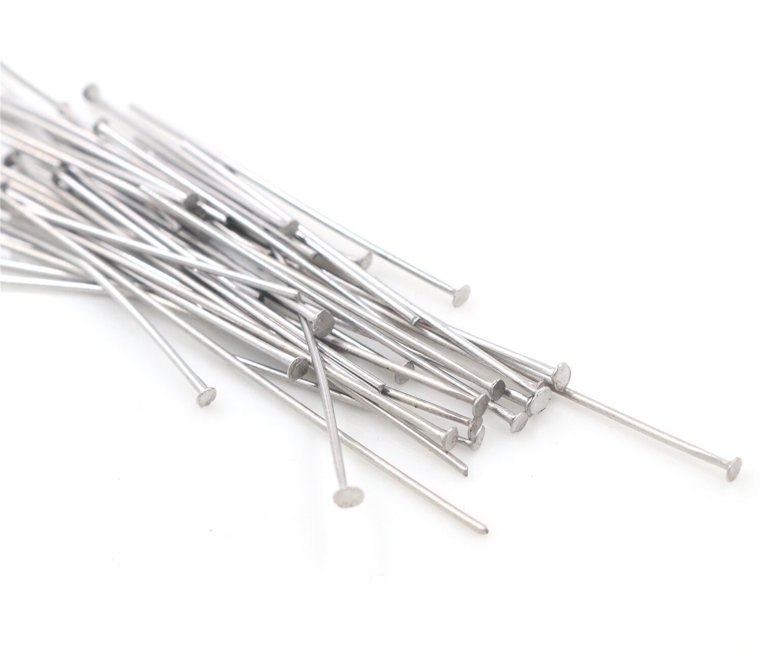 Geen Fade 100 Stks/partij 20 30 35 40 70 Mm Rvs Platte Kop Pin Bevindingen Headpins Voor Sieraden Maken diy Levert Accessoires