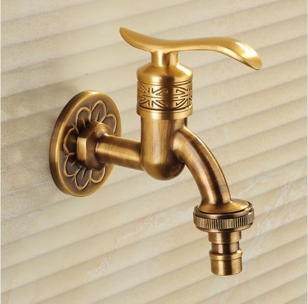 Antique brass decorative garden faucets single cold bibcocks washing machine tap outdoor faucet