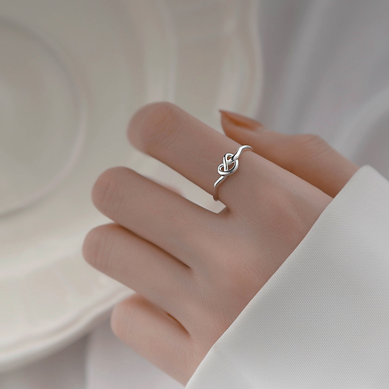925 Sterling Zilver Eenvoudige Geknoopt Liefde Golf Hart Verstelbare Ringen Voor Vrouwen Mode Trendy Sieraden