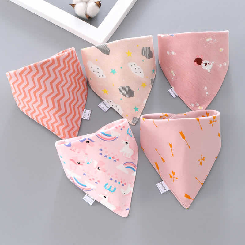 5 pçs babadores do bebê triângulo algodão duplo bandana babadores à prova dwaterproof água bebê meninos meninas alimentação macacão infantil arroto pano do bebê saliva toalha