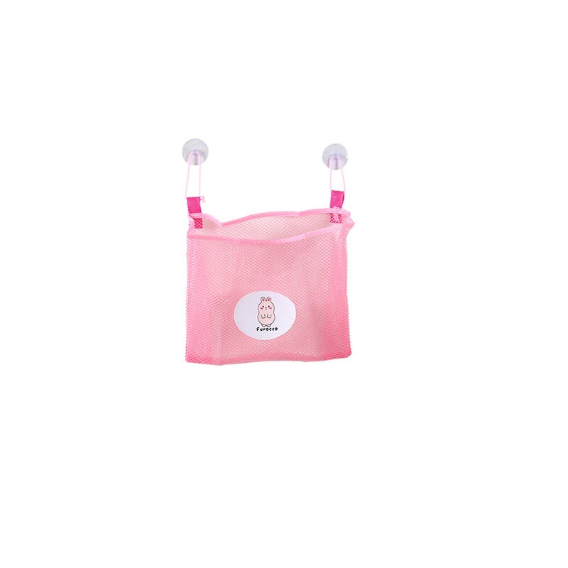 25x25cm Baby Kids Bath Time Tidy Storage Toy Suction Cup Bag Mesh Bathroom Organiser Net toiletries washcloth cleaning balls: pink