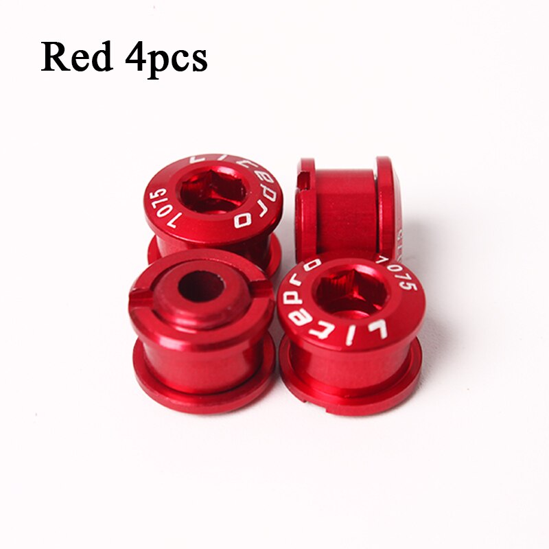 Litepro 4/5Pcs Mtb Kettingblad Bouten Aluminium Single Speed Disc Super Licht Kettingwiel Schroeven Voor Road Mountain fiets Crank: 4PCS-Red-6.5mm