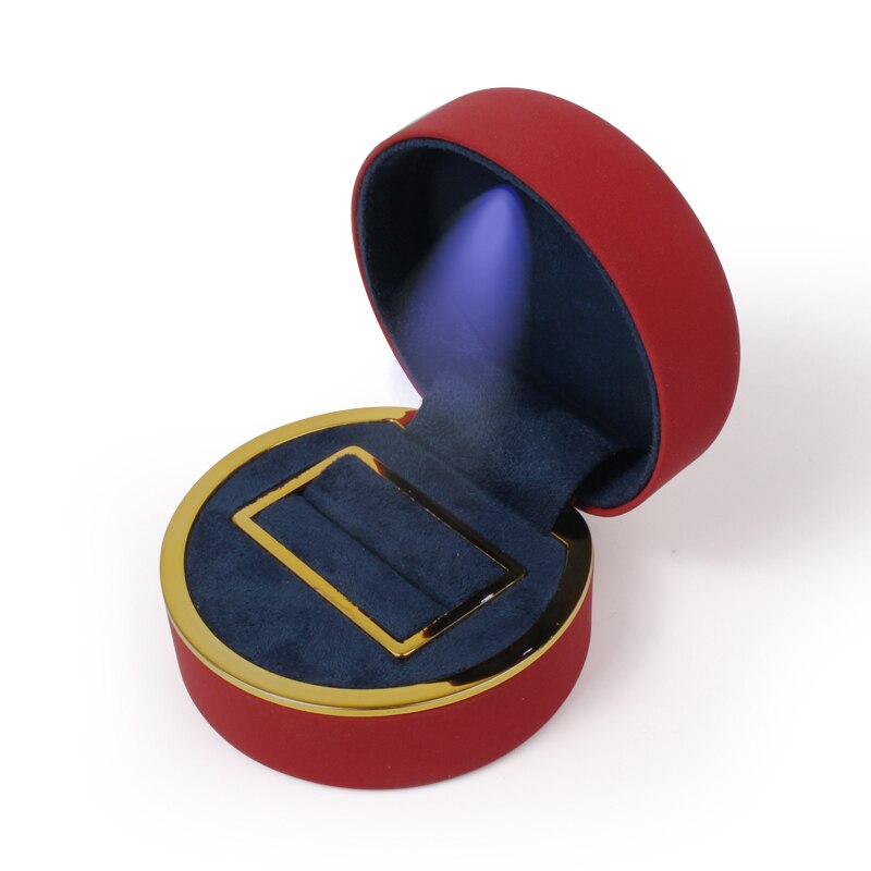 TA MINGREN heart-shaped LED wedding ring pendant box display storage jewelry Case velvet lining 6 colors available: PU  LED red ring / Pendant box