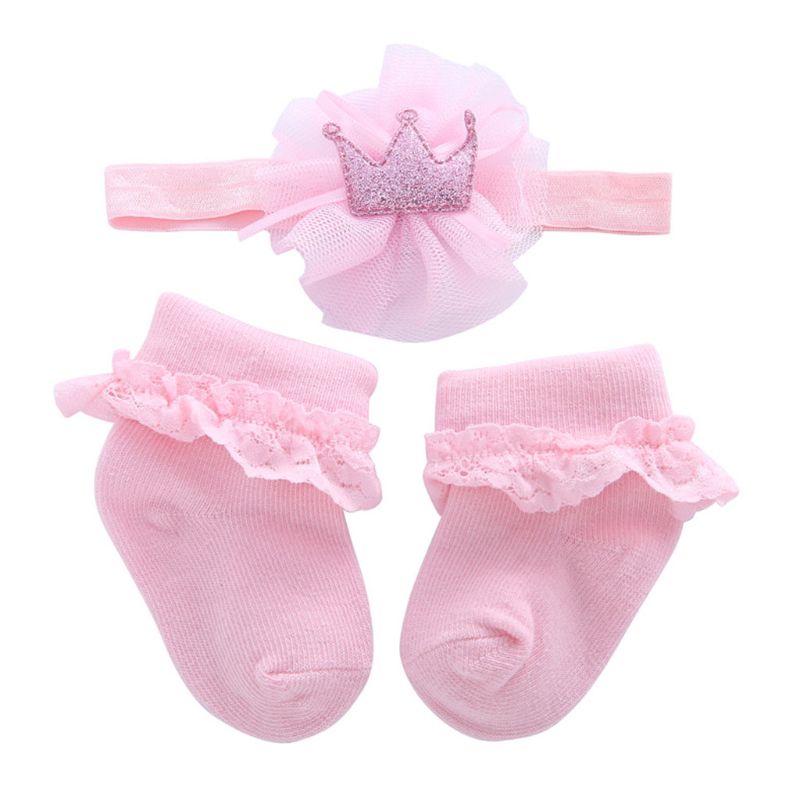 2 pièces/1 ensemble fleurs bandeaux filles chapeaux enfants élastique bandeau enfants cheveux accessoires avec coton chaussettes ensemble