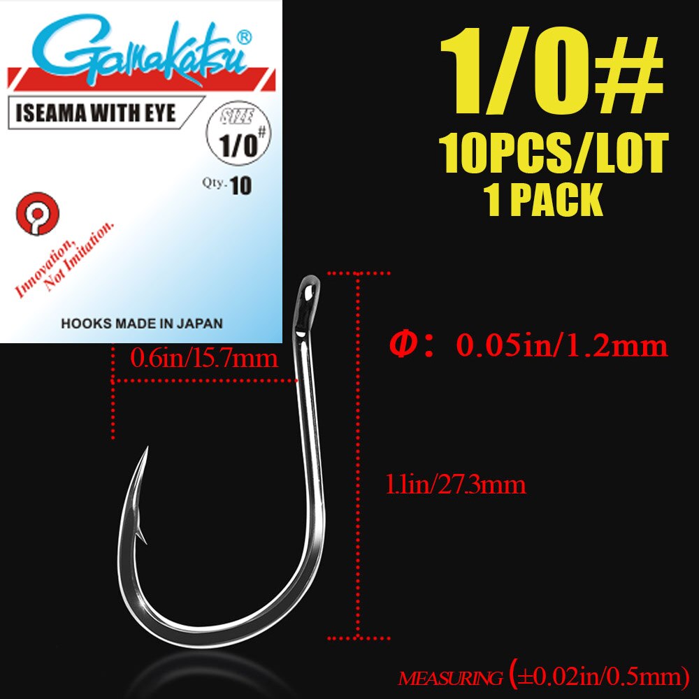 Gamakatsu 10 unids/lote Iseama 1/0 # -14 # Anzuelos de pesca, anzuelo de carpa, anzuelo de mar de acero rico en carbono, accesorios de pesca con mosca, aparejos: 11 / Transparente
