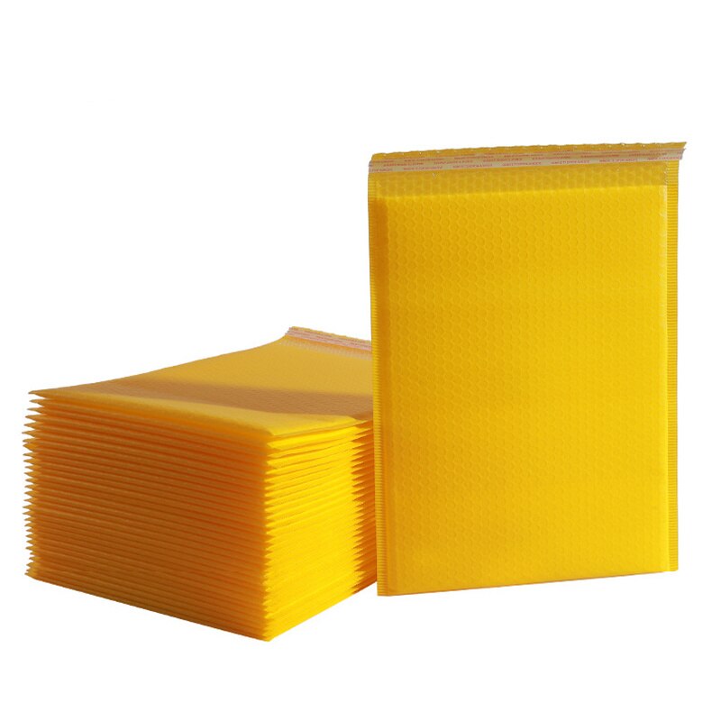 50pcs Pink Bubble Mailers Poly Bubble Mailer Self Seal Padded Envelopes Bags Colour Packaging Envelope Bags For Book: Yellow / 15*20cm