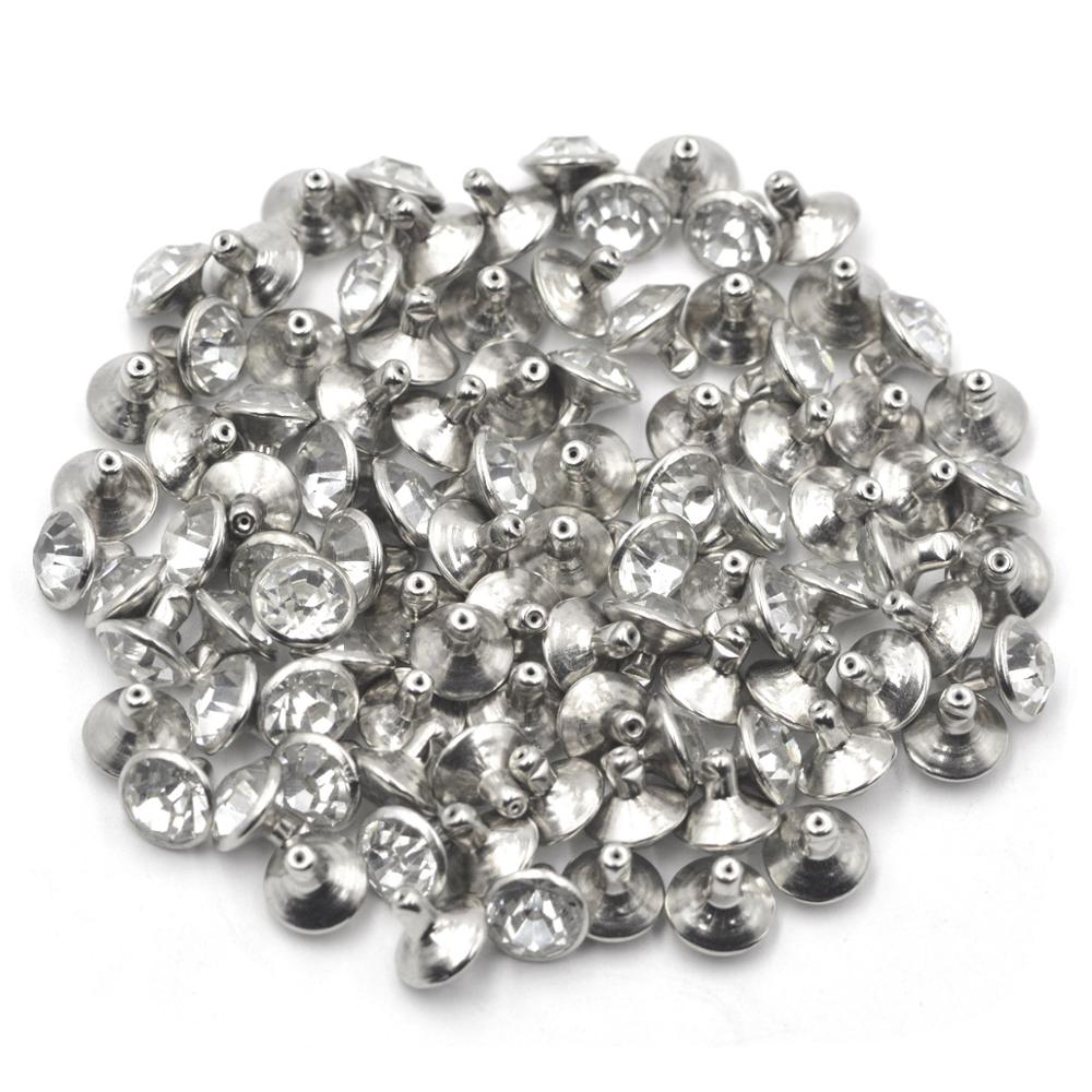 100Pcs Glas Kristal Double Cap Klinknagels Stud Nail Leathercraft Schoen Zak Ambachten Levert 5Mm 6Mm 7Mm 8Mm 9Mm 10Mm