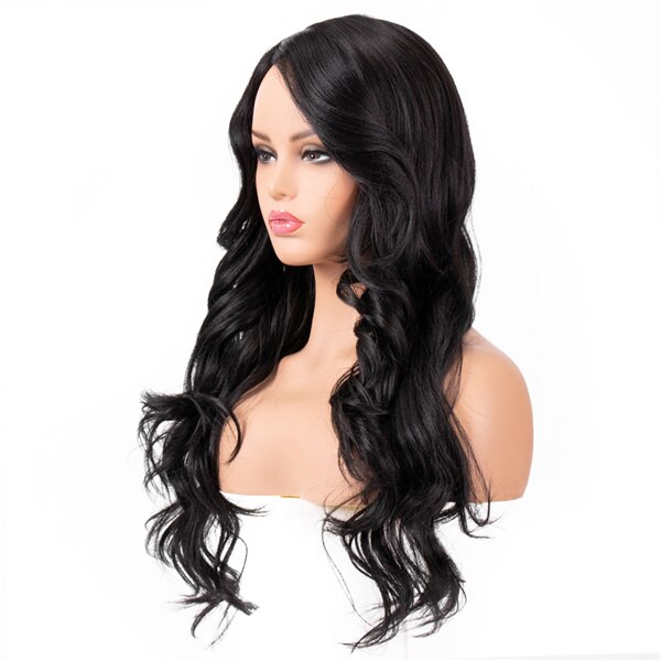BESTUNG 24inch Synthetic Lace Wig Long Wavy Heat Resistant Fiber Ombre Hair Wigs for Black Women: W200516 1B