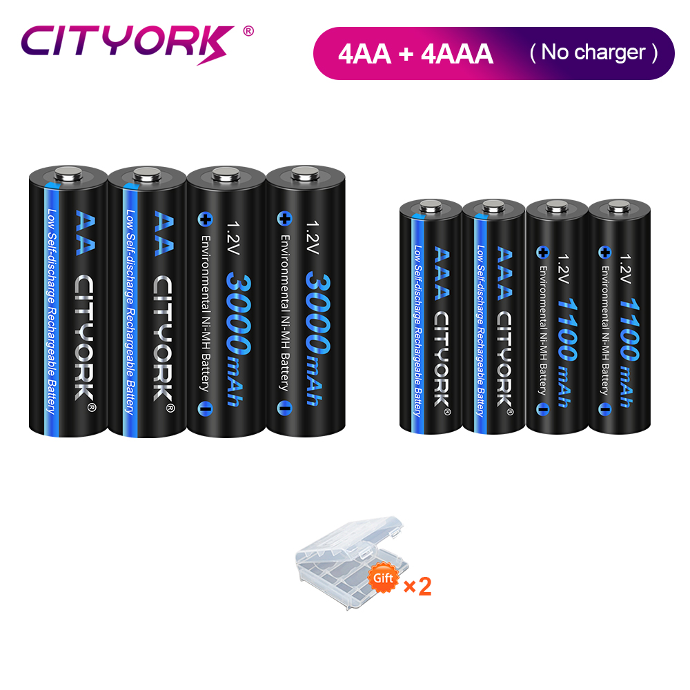 CITYORK 1,2 V AA AAA batería recargable NIMH NI-MH + 8 ranuras LED cargador rápido de batería inteligente para baterías NIMH AA AAA de 1,2 V: Castaño