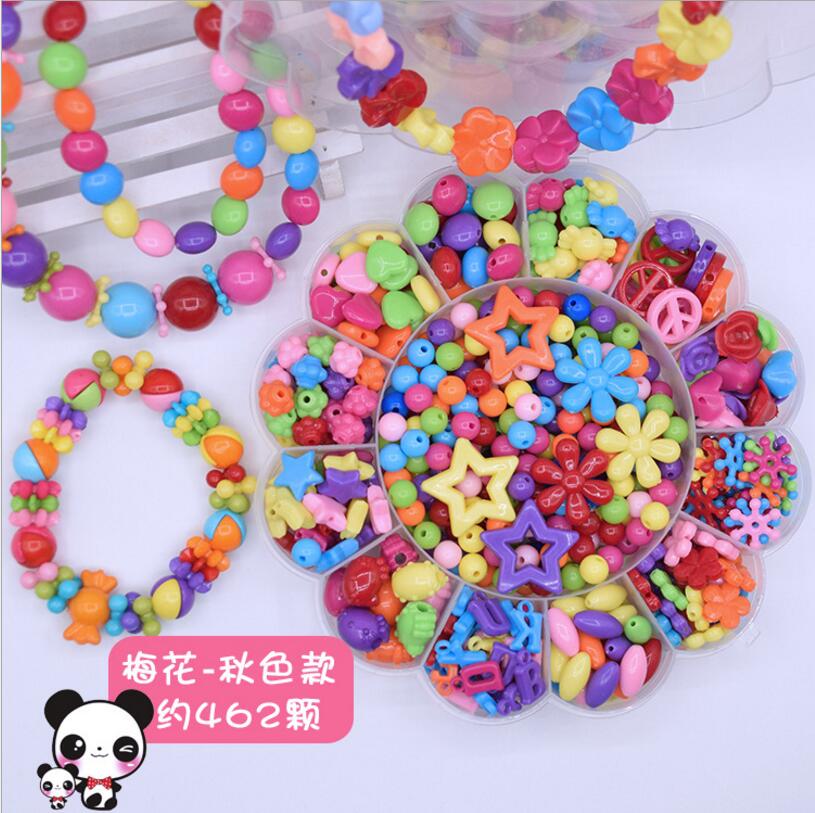 Kids Diy Handgemaakte Kralen Speelgoed Gemengde Losse Spacer Bedels Kralen Set Acryl Plastic Bead Case Ketting Armband: 462pcs