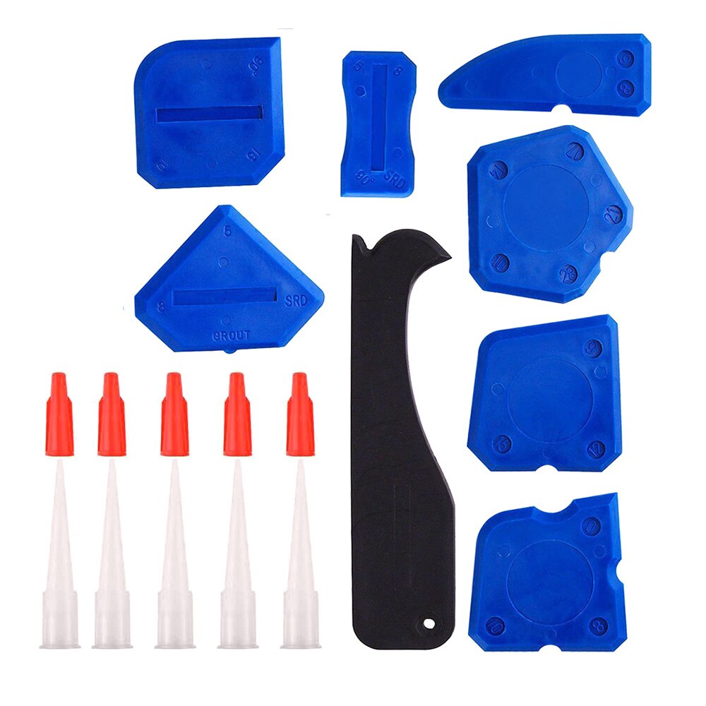 12/17Pcs Glue Nozzle Scraper Caulking Grouting Sealant Finishing Clean Remover Tool Scraper
