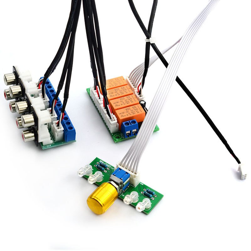 Selector de señal de entrada de Audio de 4 vías con relé, conmutador RCA, placa de selección de entrada de Audio, conmutación rotativa para amplificadores (acabado)