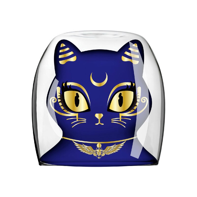 Bastet Egypt skytshelgen kattkopp gullbelegg vin dobbeltlag kaffe øl vann krus glass melk te glass