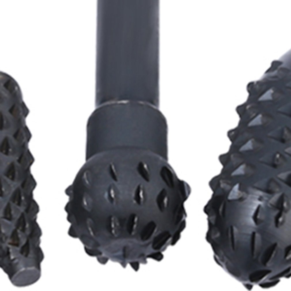 5Pcs Steel Rotary Rasp File 1/4" Shank Rotary Craft Files Rasp Burrs Wood Bits Grinding Power Woodworking Hand Tool