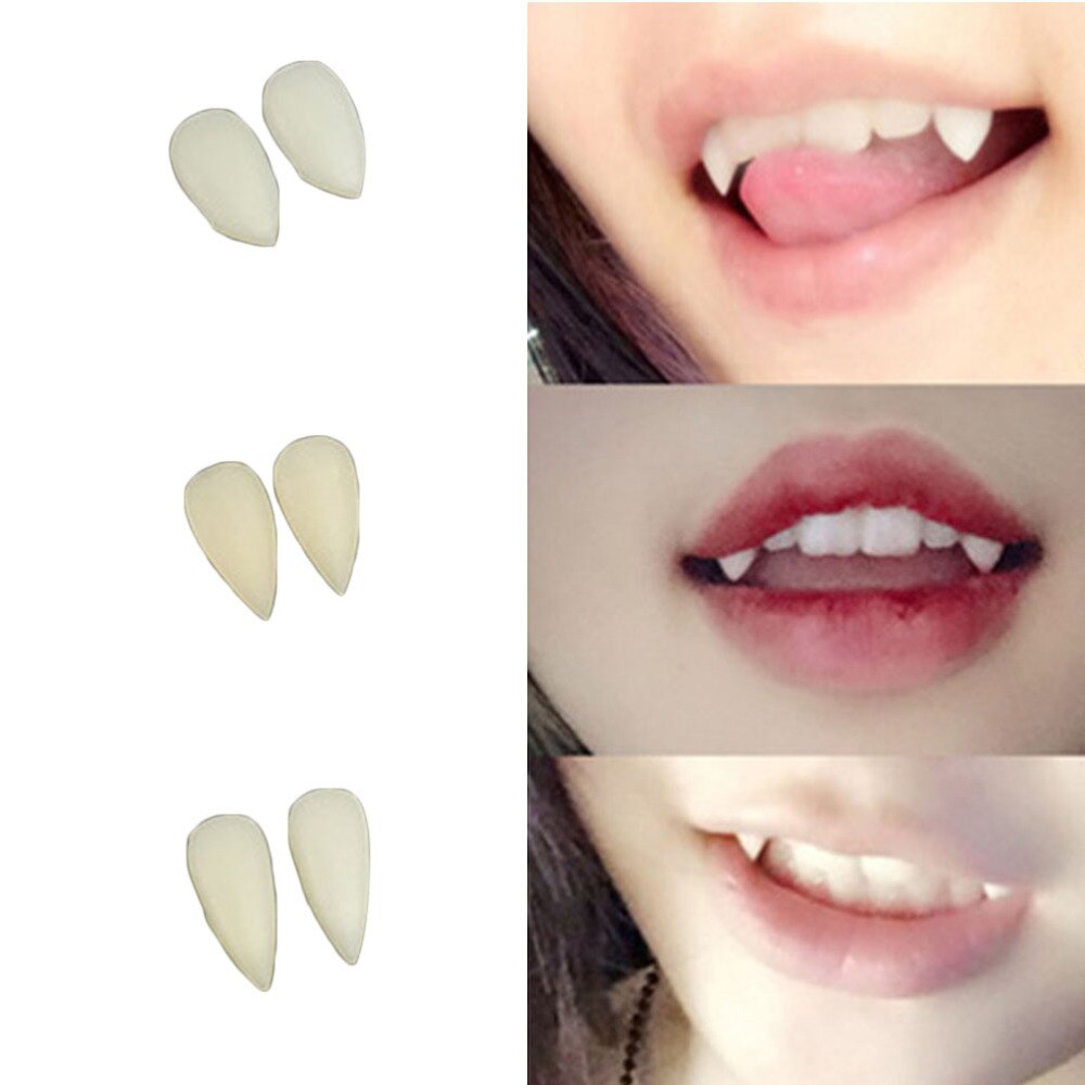 3 Paar Custom Fangs Cosplay Vampire Tanden Kunstgebit Halloween Party Props (2 Stuks 13Mm + 2 Stuks 15Mm + 2 Stuks 17Mm)