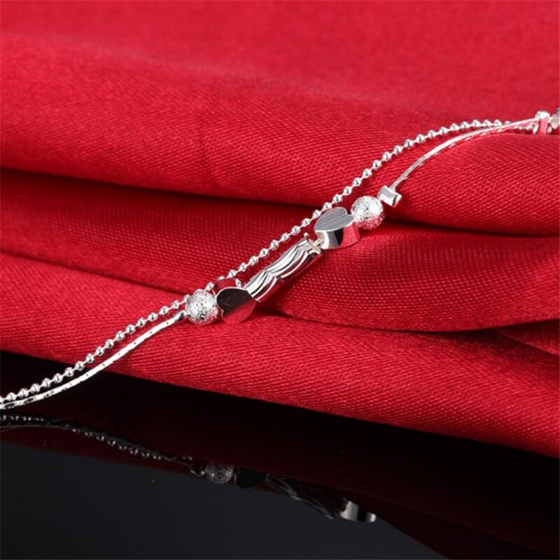 Kofsac 925 Sterling Zilveren Enkelbanden Voor Vrouwen Glossy Kralen Liefde Hart Kleine Buis Enkels Ketting Armband Sieraden Meisje Beste