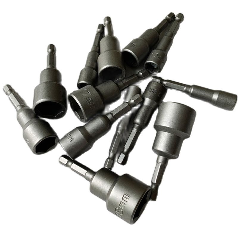 Hex Bit Socket with Magnetic, 7mm to 19mm, 65mm Long, Hexagon Socket Wrench Impact Resistant Socket for Hand /Electric Drill