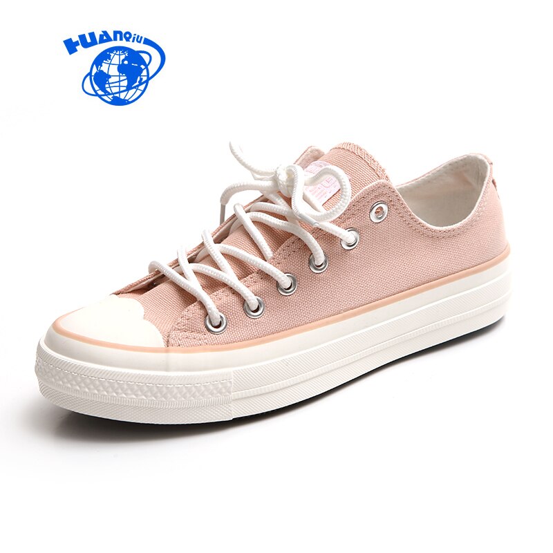 Våren kvinnor canvas skor dam flicka rosa skor snörning vulkaniserad söt preppy stil platt klack anti-halk vita sneakers färgglada