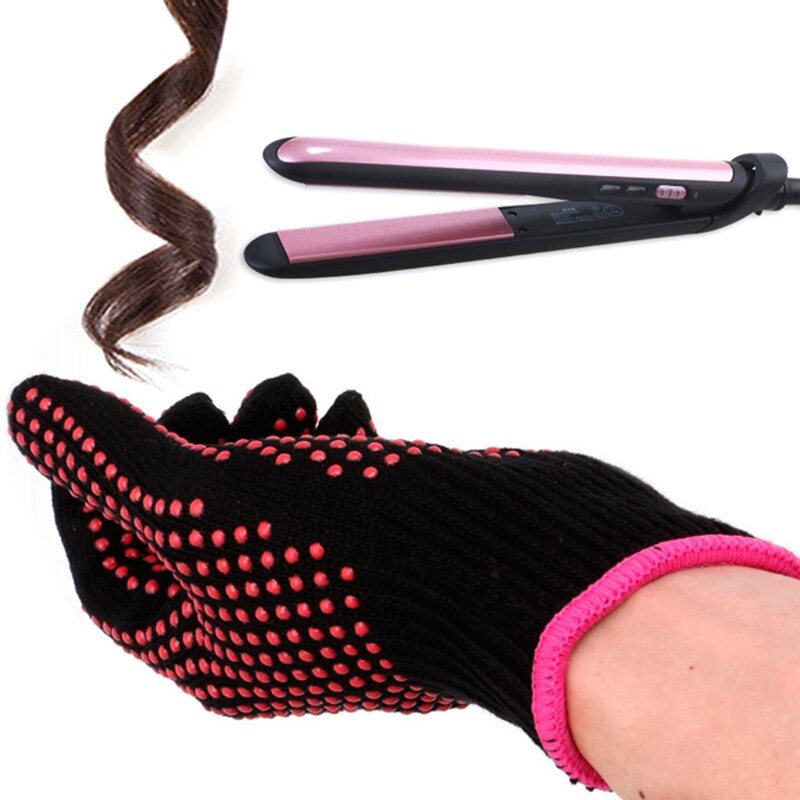 1 Pc Hair Straightener Curling Tong Hairdressing Heat Resistant Finger Gloves