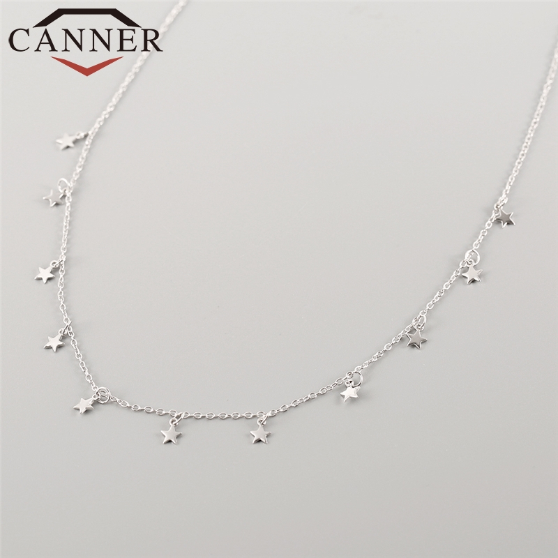 CANNER collares de cadena Simple 925 Sterling pendiente de Estrella de Plata gargantilla Collar para mujeres exquisita joyería de al por mayor