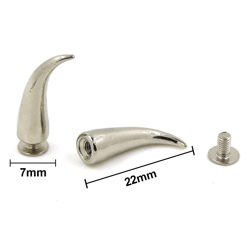 Clous et pointes métalliques 7x22MM, pour vêtements Punk, accessoires de vêtement, bricolage, 10 pièces, or argent noir Bronze